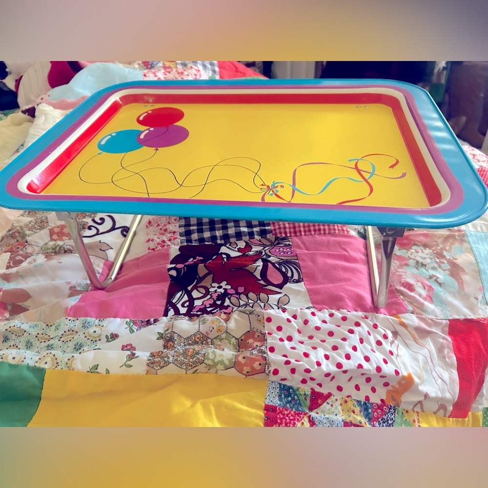 Vintage 1980s Colorful Balloon Design Tray Table